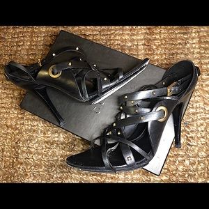 GUCCI Vintage Dark Brown Leather Gladiator Heels